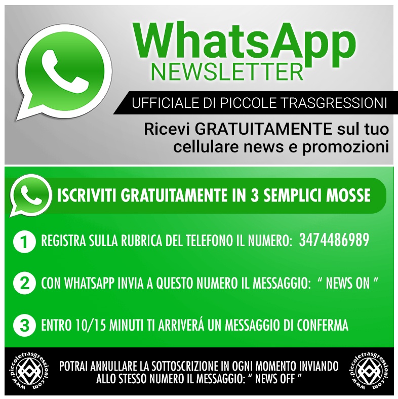scrivici NEWS ON per attivare il servizio di whatsapp newsletter!